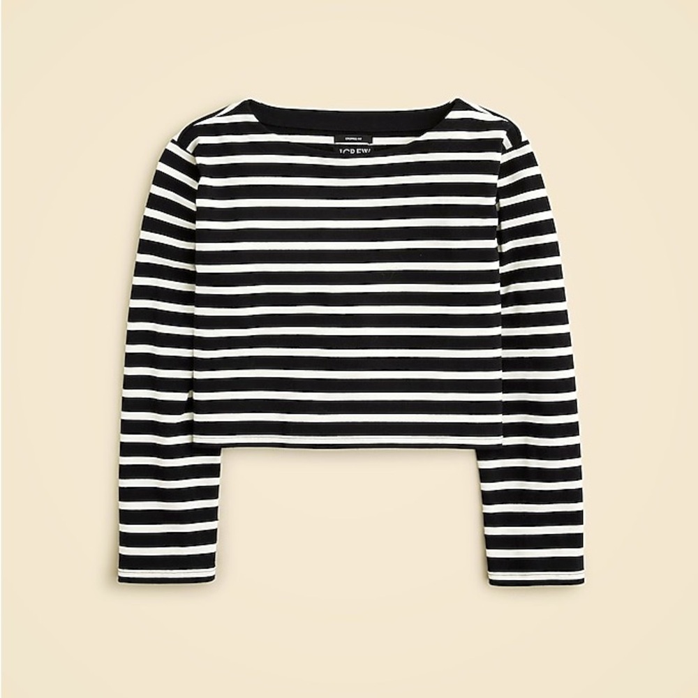 J Crew Cropped boatneck T-shirt in mariner cotton L